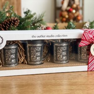 4 Mug Christmas Theme Black
